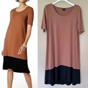 J Jill Large T-shirt Dress, Neutral Color Block Brown Black Wearever Sheath